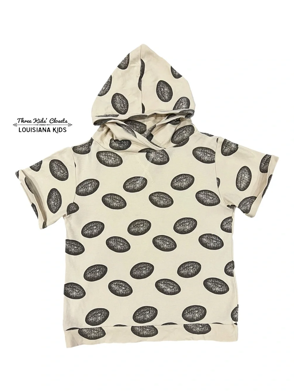 Kate Quinn 8Y Organic Vintage Football Print Hooded Shirt
